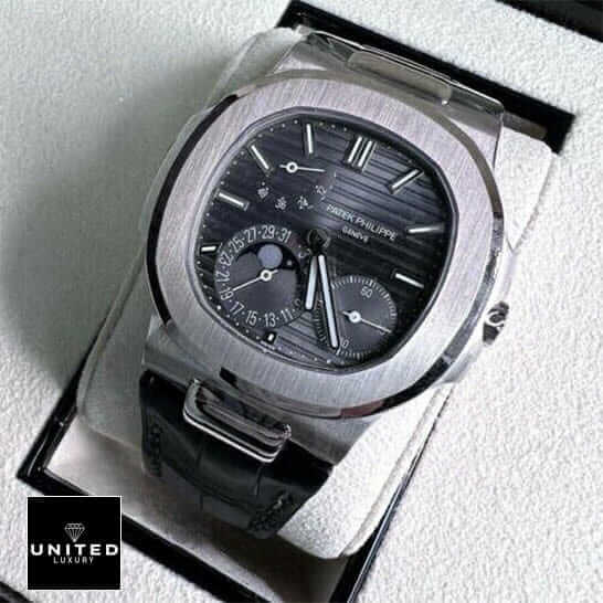 Patek Philippe Nautius Moon Phase Grey Dial Replica in the box