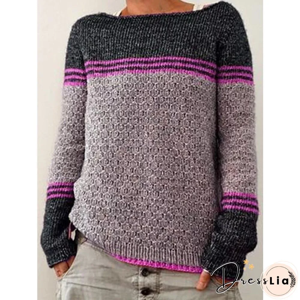 Women's Daily Stitching Color Sweater