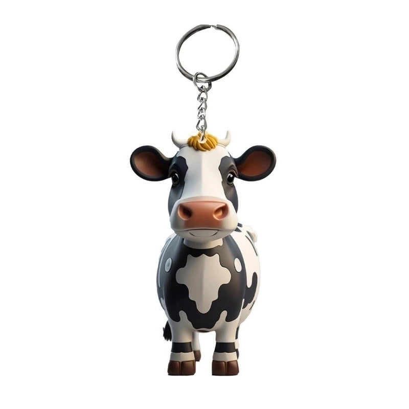 2 Pieces Cute Cattle Wood Unisex Keychain