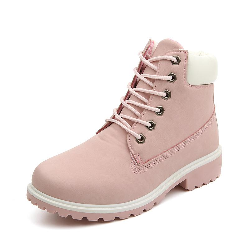 VCSHOES Plus Size Round Toe Lace Up Flat Short Martin Boots
