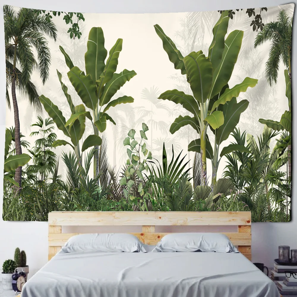 Nigikala Banana Tree Tapestry Wall Haning Psychedelic Hippie Oil Painting Tapiz Tropical Plants Background Cloth Boho Decor