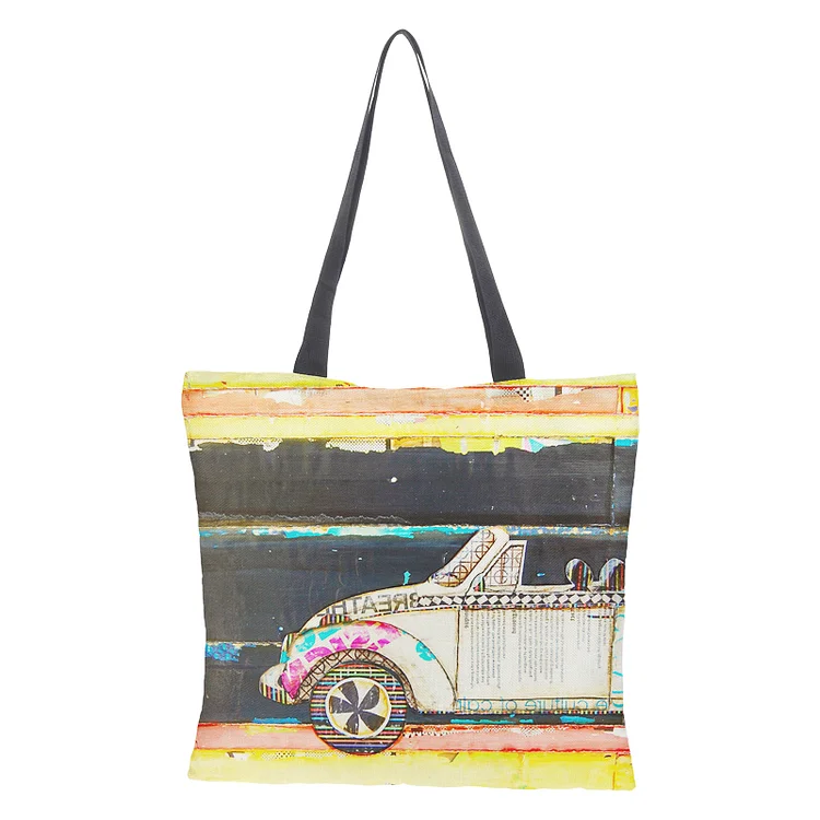Linen Eco-friendly Tote Bag - Car