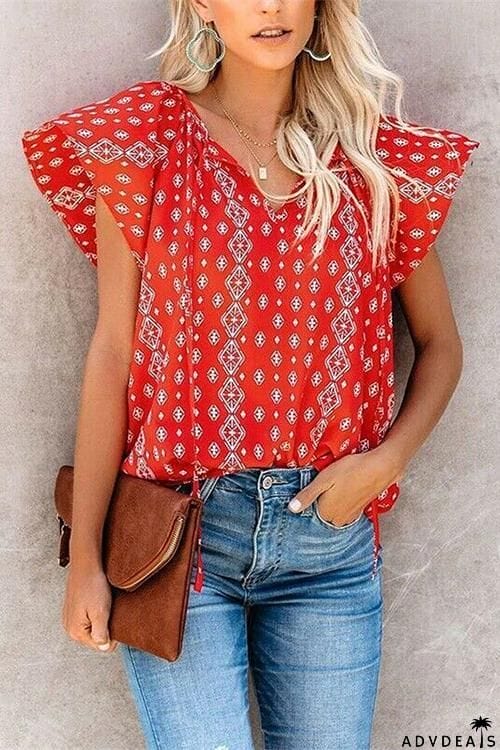 V Neck Loose Blouse