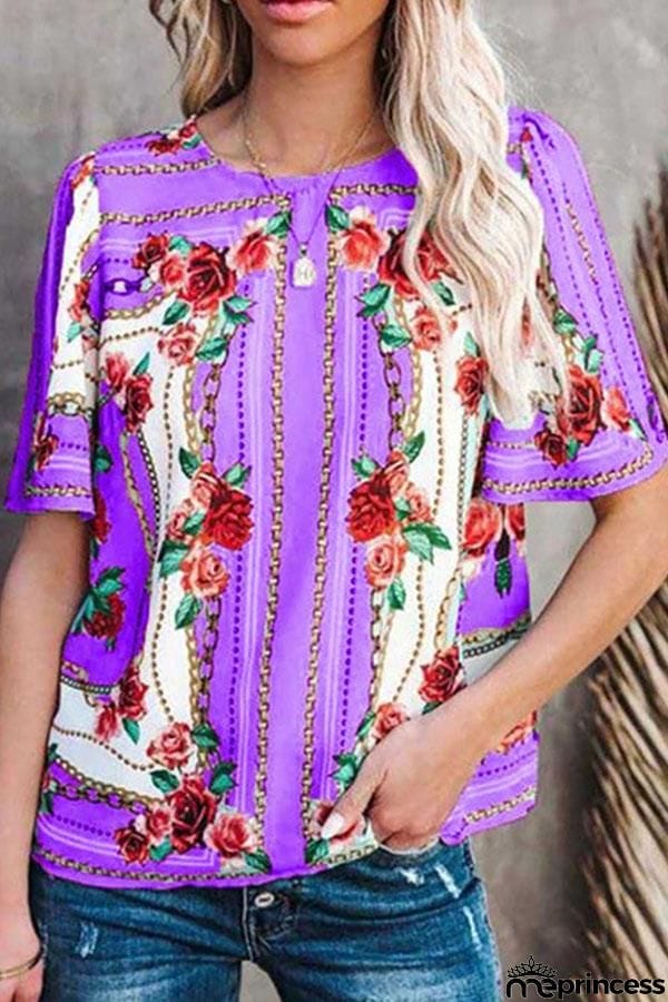 Fashion Round Neck Print T-shirt