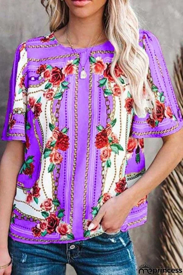 Fashion Round Neck Print T-shirt