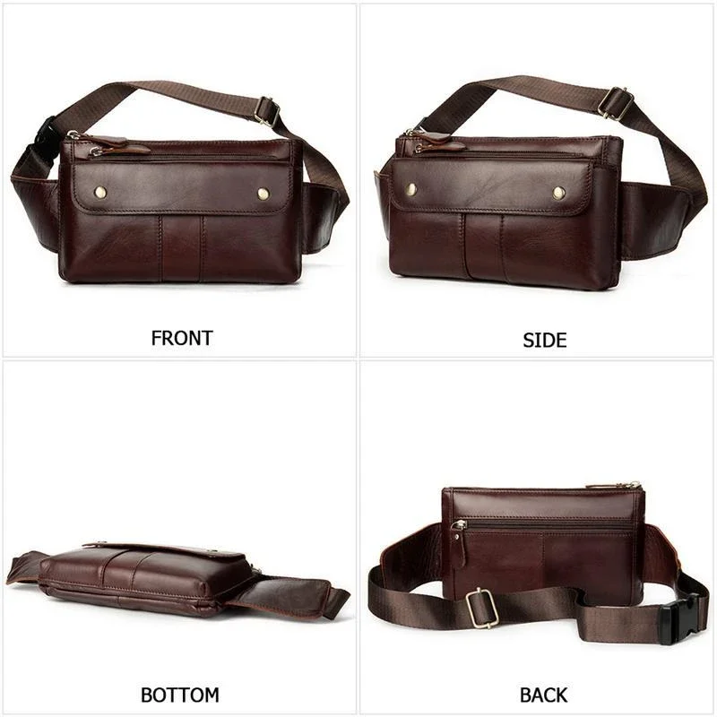 Leather Trendy Men's Bag Casual Crossbody Bag Fashion Waist Bag Chest Bag
