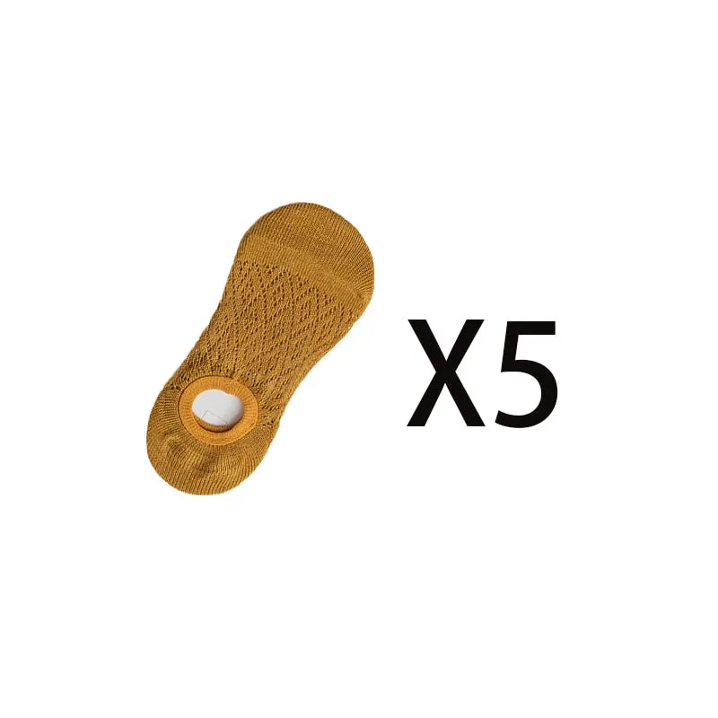 5 Pairs/Set Women Silicone Non-slip Invisible Socks Summer Solid Color Mesh Ankle Boat Socks Female Cotton Slipper No Show Socks