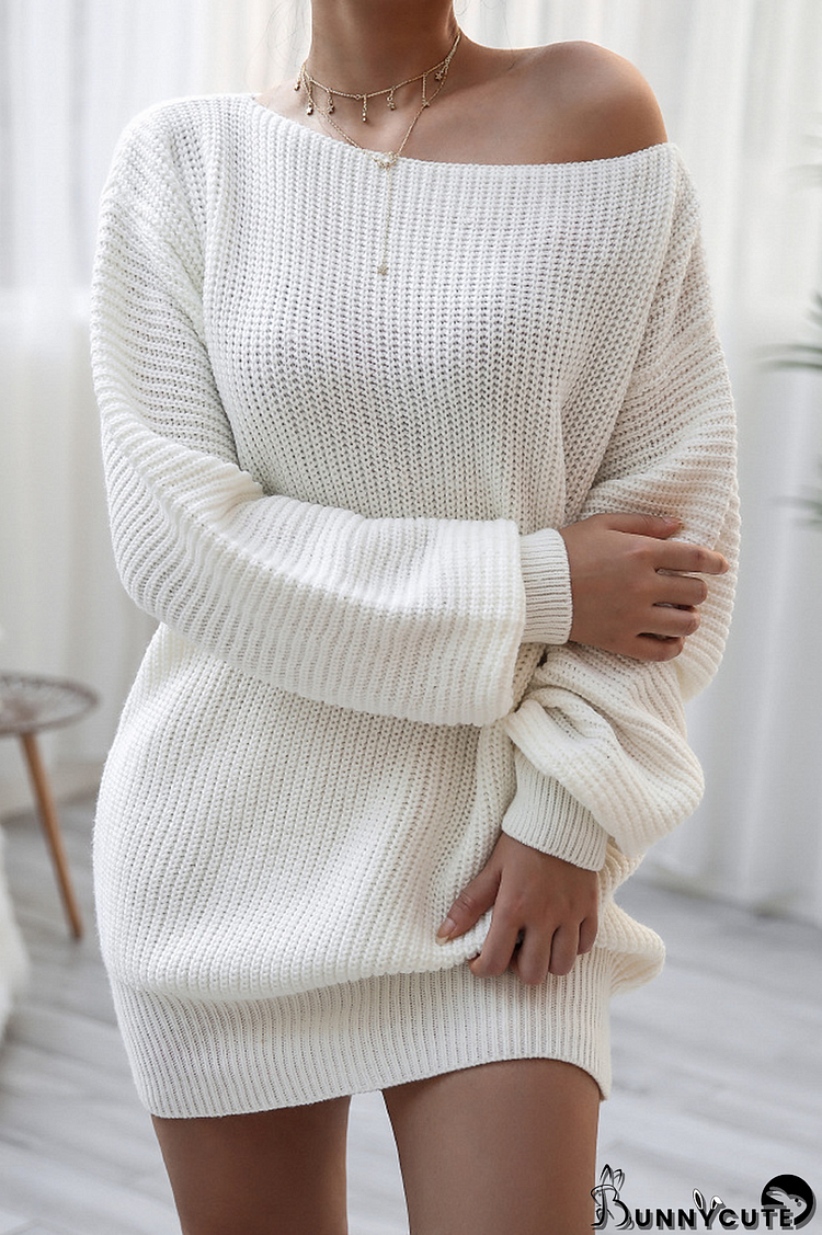 Off The Shoulder Loose Sweater Dress