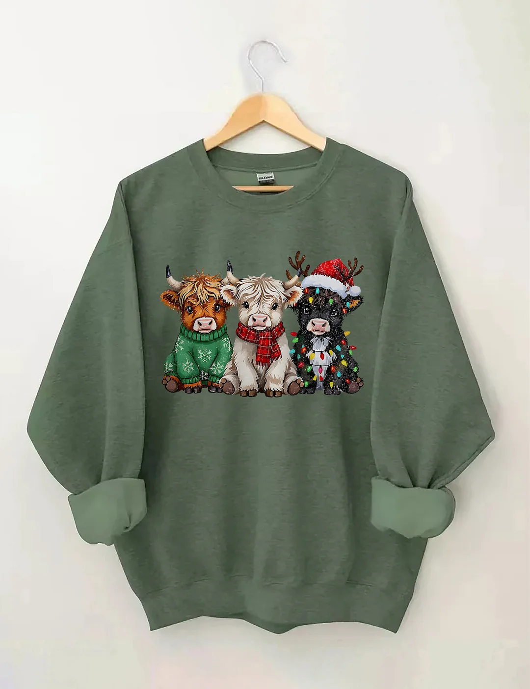 Rustic Highland Cows Christmas Sweatshirt