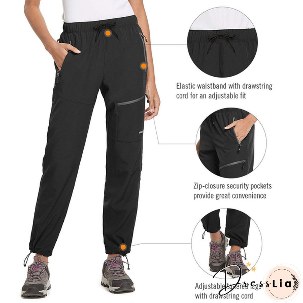 Baleaf Women's Hiking Cargo Pants Outdoor Lightweight Capris Water Resistant Upf 50 Zipper Pockets Black Size Xs