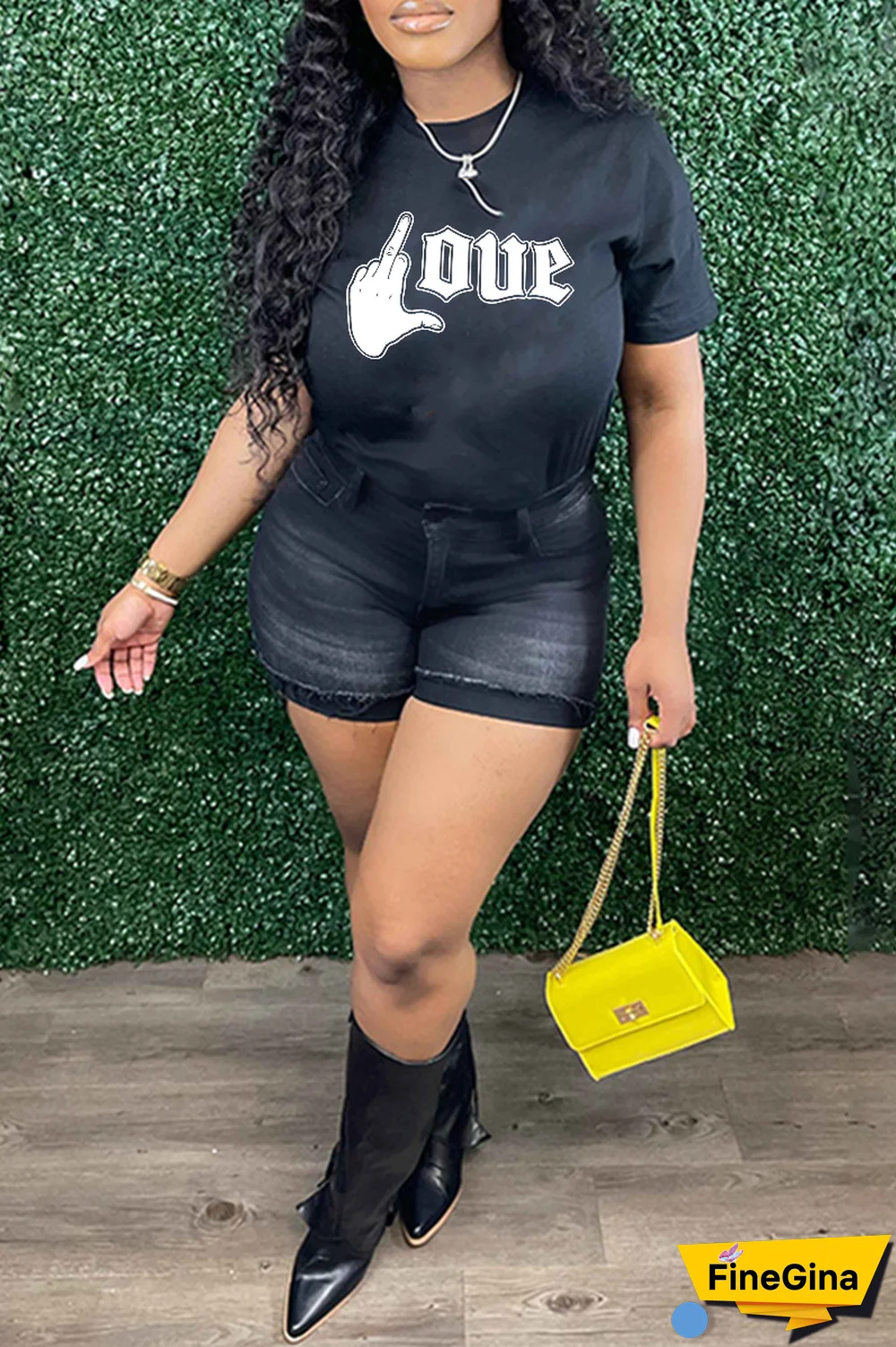 Navy Blue Casual Daily Print Patchwork Letter O Neck T-Shirts