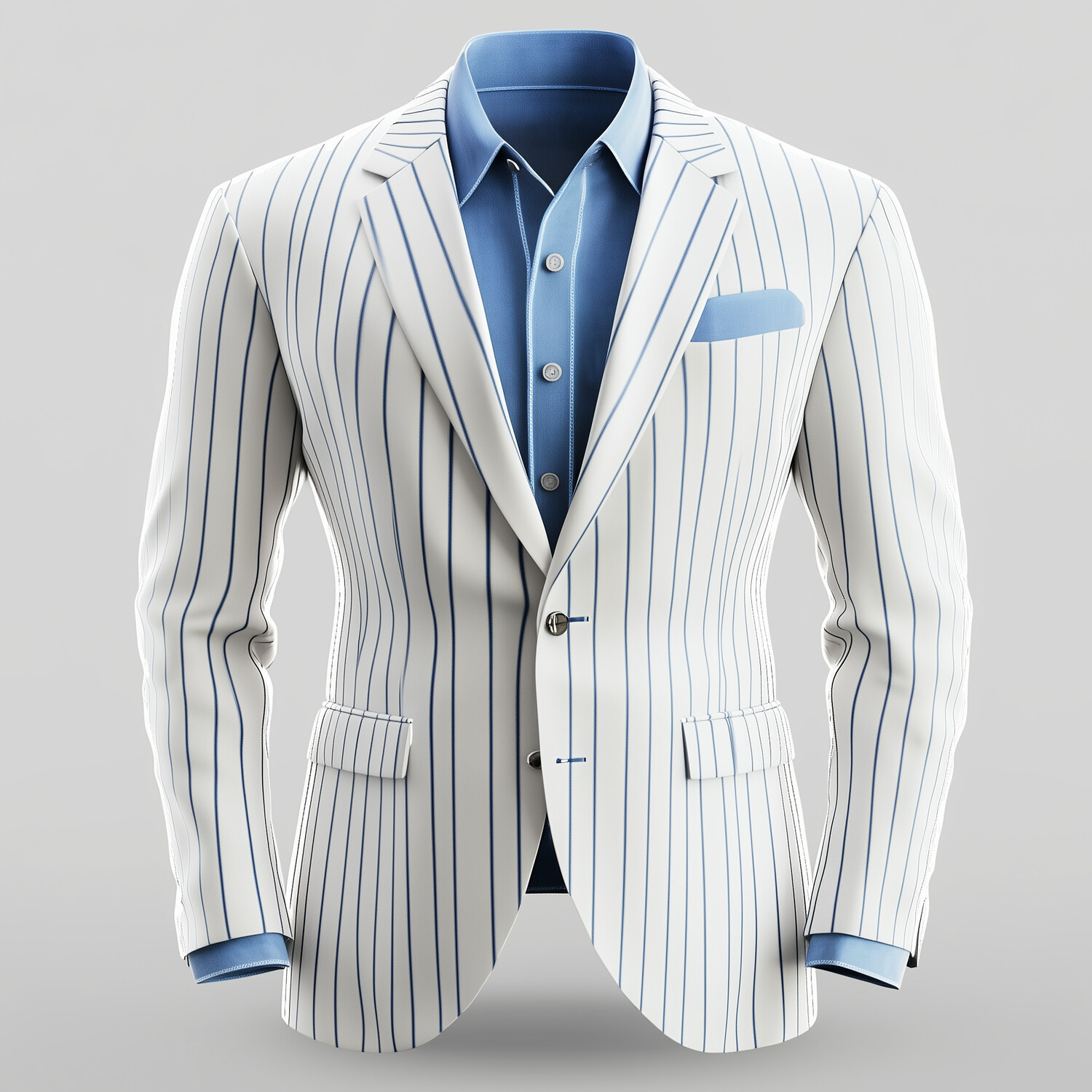 Men's Notched Lapel Two Button Pinstripe Business Blazer