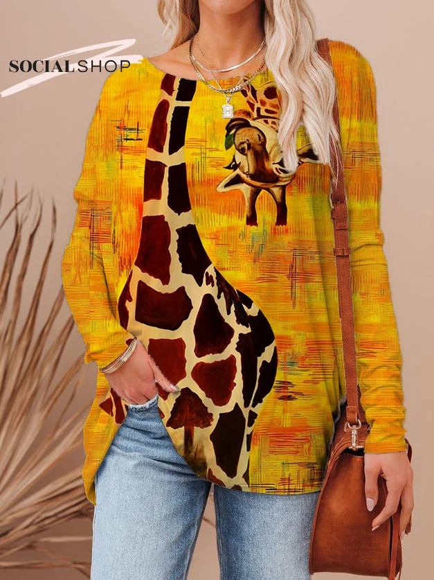 Fun Question Mark Giraffe Print Women's Long Sleeve Hoodie socialshop