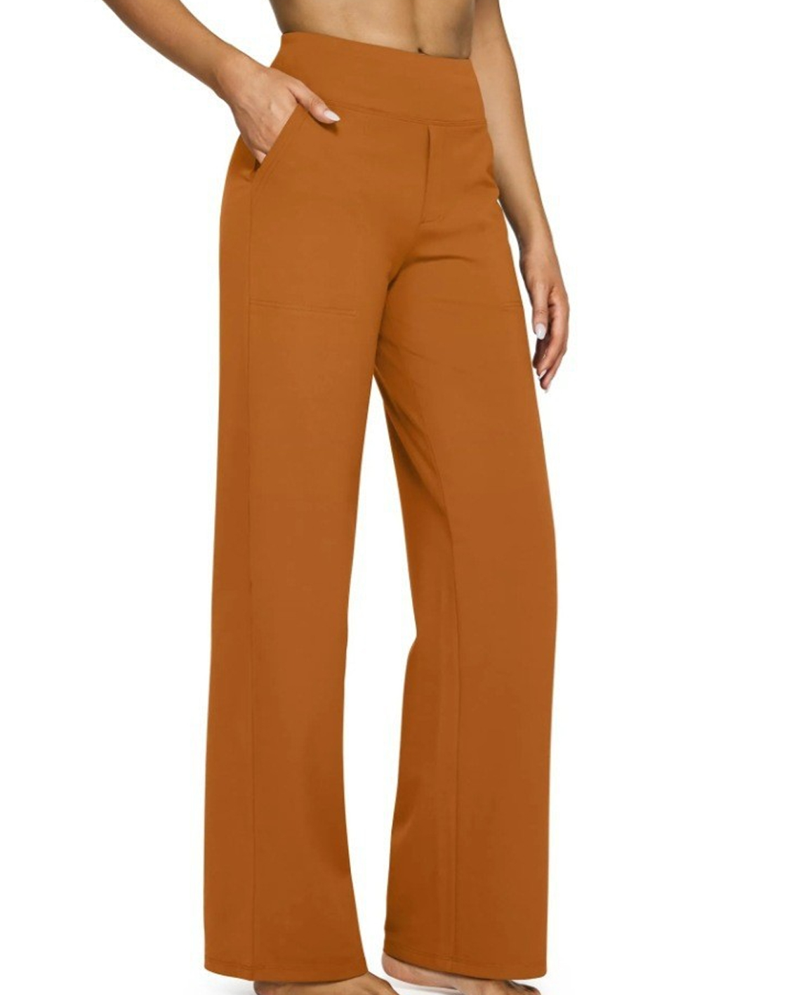 Casual High-Waisted Straight-Leg Yoga Pants with Loose Pockets | Comfort Fit