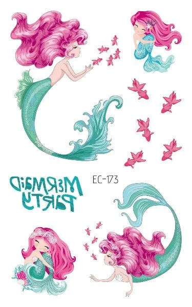 Cartoon Mermaid Temporary Tattoo Sticker Fashion Fake Tatoo Flash Sea-maid Princess Children's Girl award sticker Small Taty