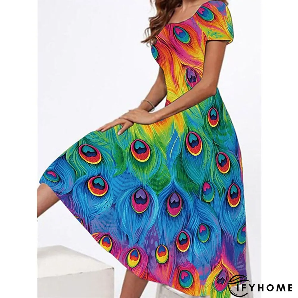 Women's Casual Dress T Shirt Dress Tee Dress Sheath Dress Graphic Floral Print Crew Neck Midi Dress Vintage Elegant Daily Holiday Short Sleeve Regular Fit Black White Yellow Winter Fall S M L XL XXL | IFYHOME