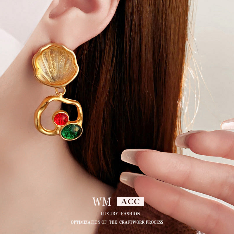 Medieval Shell Geometric Metal Electroplating Earrings