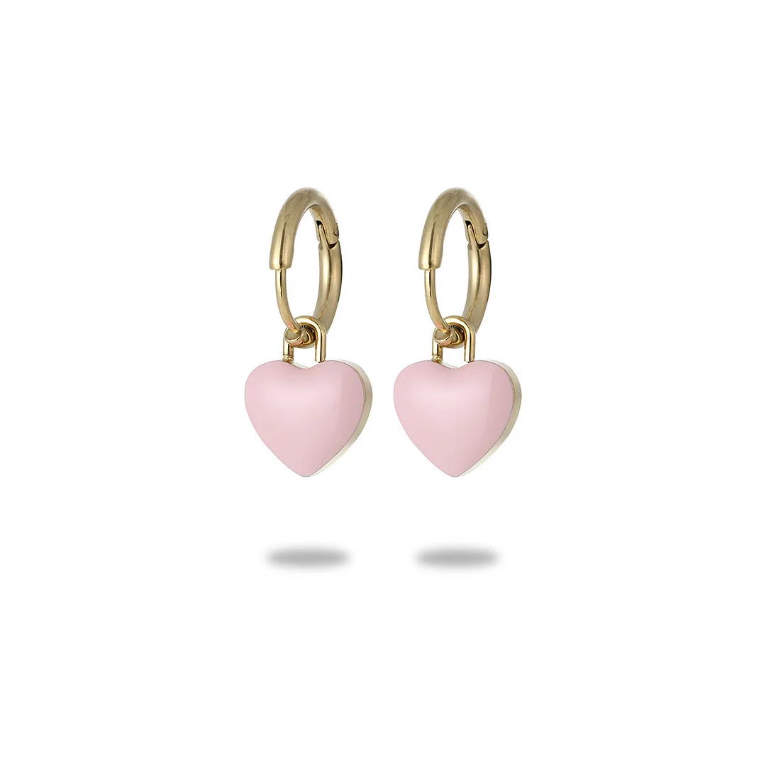 Colored Heart Titanium Steel Earrings