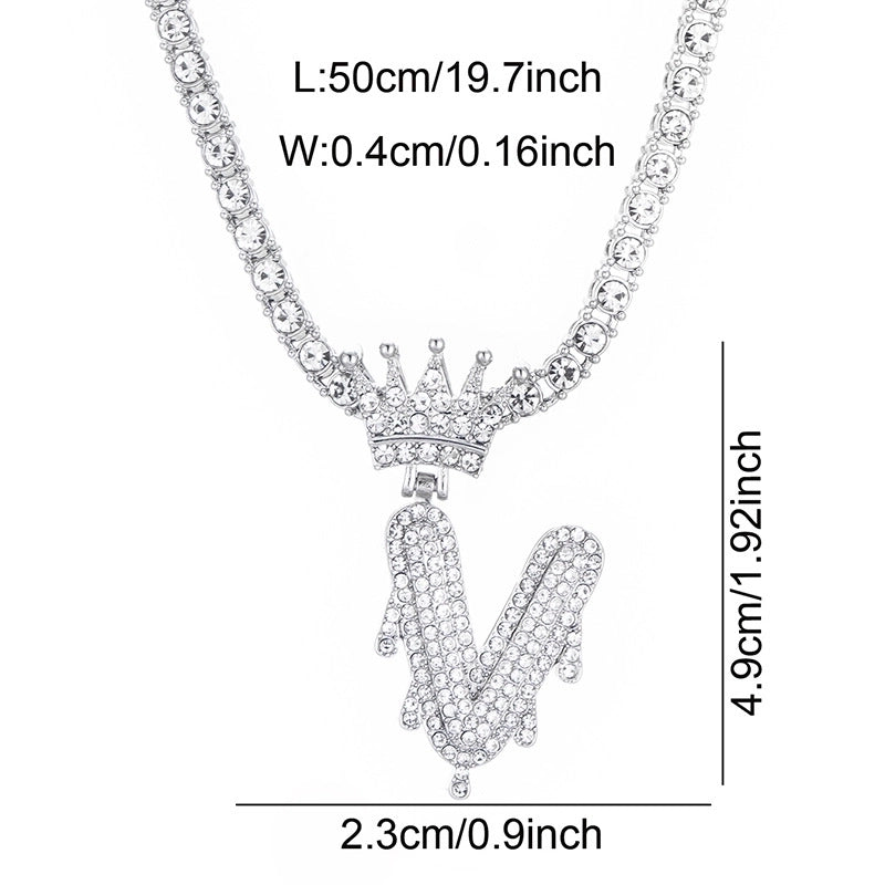 Hip-hop Letter Alloy Inlay Rhinestones Men’s Charms Necklace