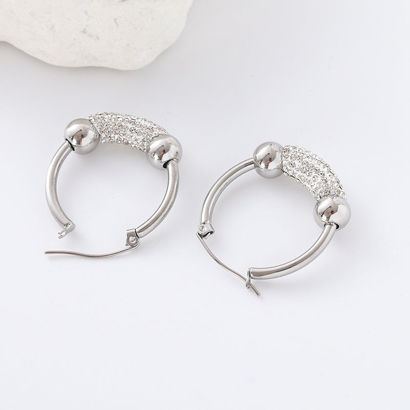 IG Style Round Geometric Stainless Steel Electroplating Stud Earrings