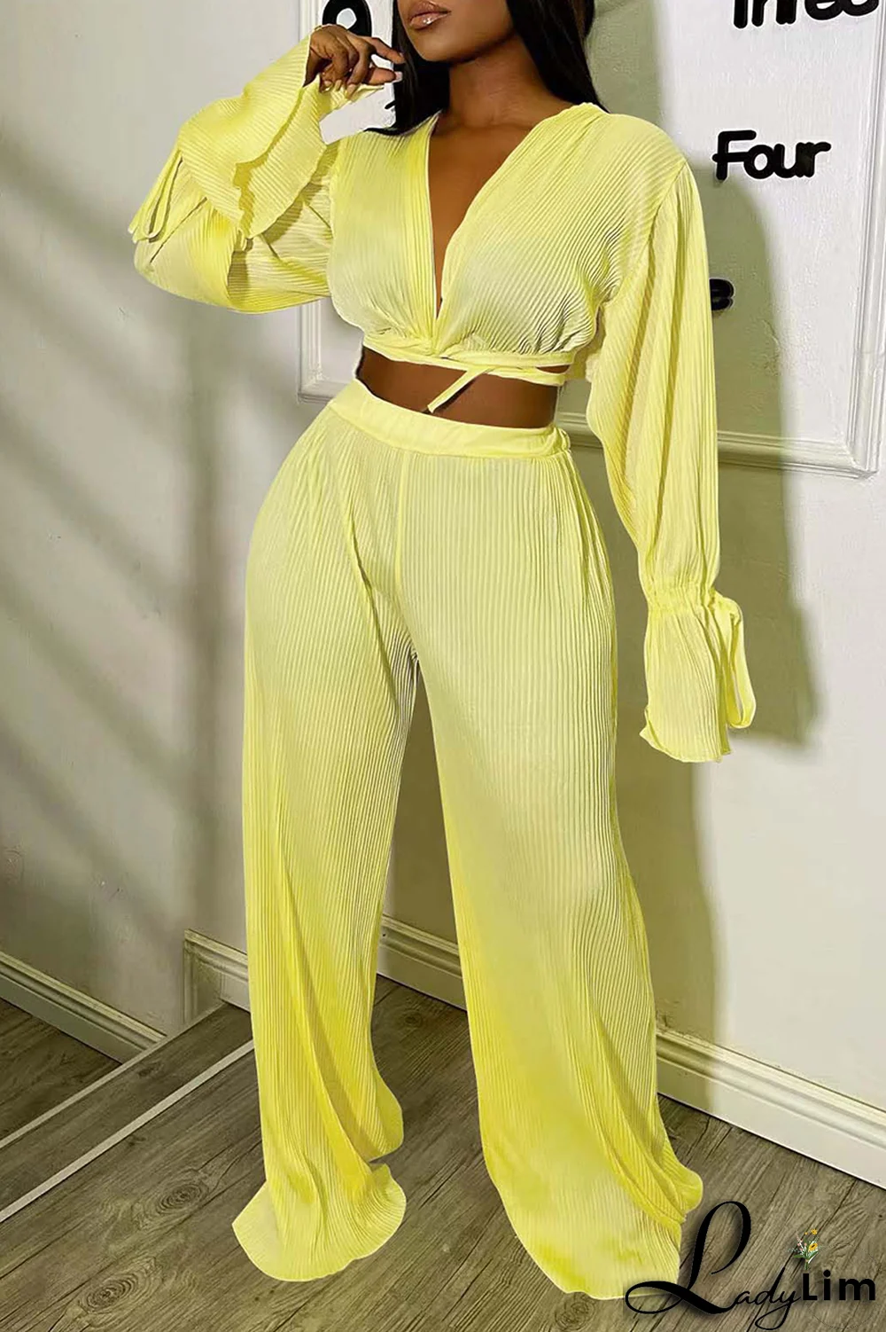 Red Casual Solid Fold O Neck Long Sleeve Two Pieces