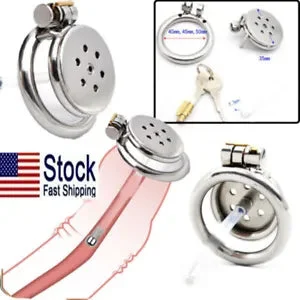 pornhint Pornhint Man Flat Chastity Cage Stainless Steel Device Lockable Cage Urethra Tube Bondage