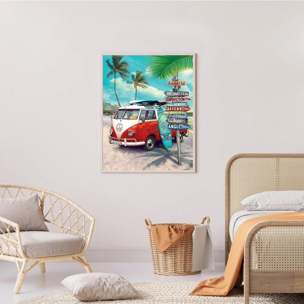 Diamond Painting - Full Round Drill - Beach Van