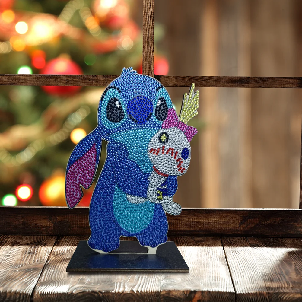 DIY Stitch Table Ornament Art Crafts Wooden Single Sided Home Decoration