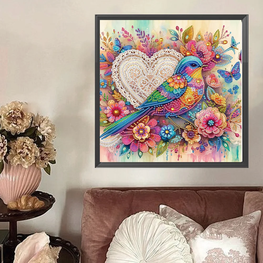 Diamond Painting - Partial Special Shaped Drill - Flower Bird(Canvas|30*30cm)