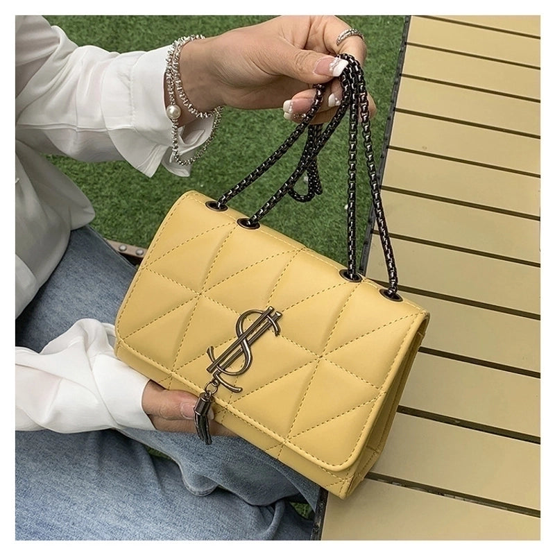 Women’s Pu Leather Solid Color Basic Classic Style Square Magnetic Buckle Crossbody Bag Underarm Bag