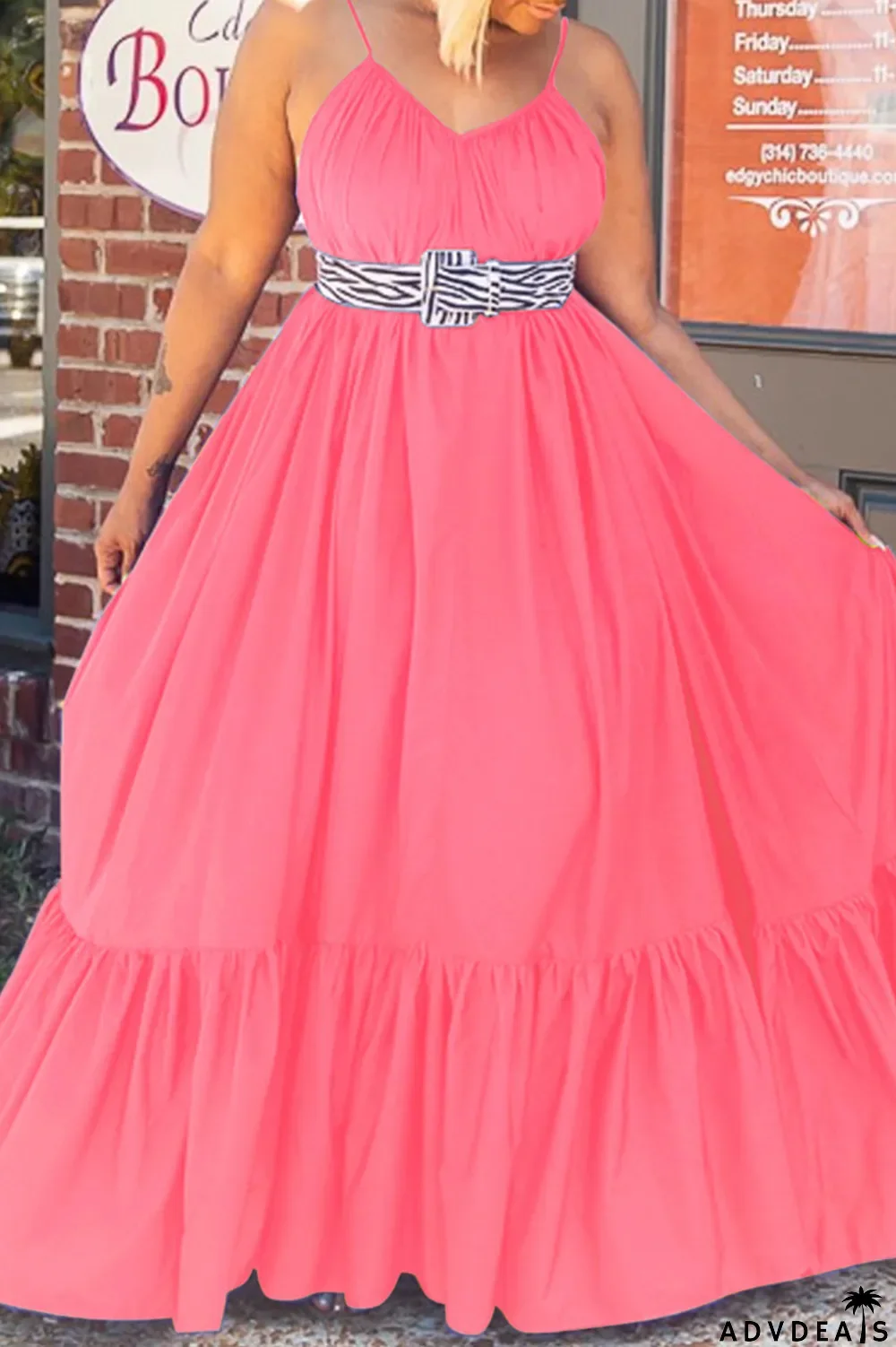 Dark Gray Sexy Casual Solid Backless Spaghetti Strap Loose Sling Dress