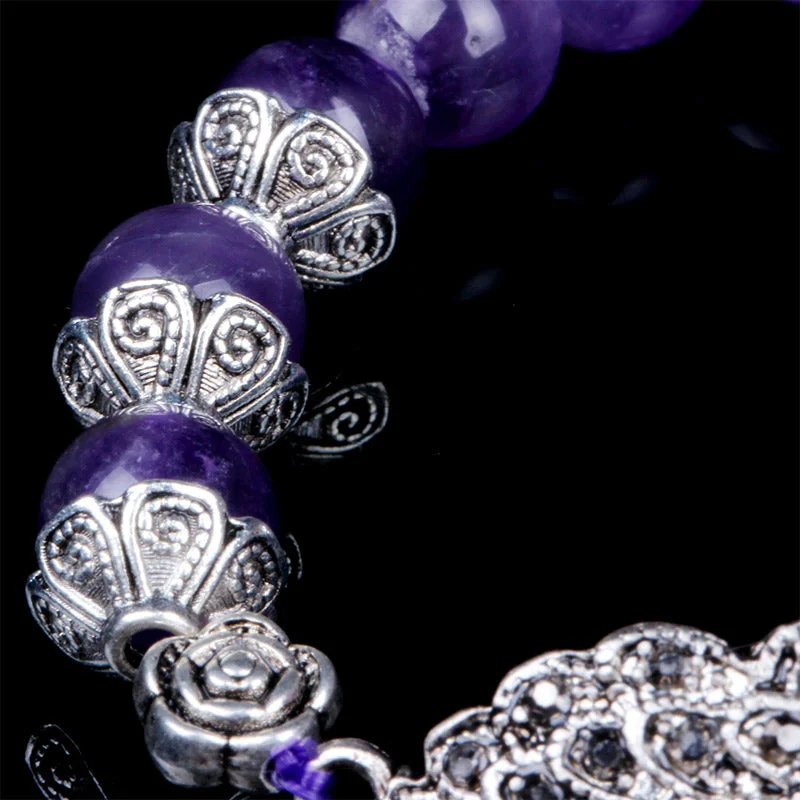 Natural Amethyst Peacock Balance Bracelet