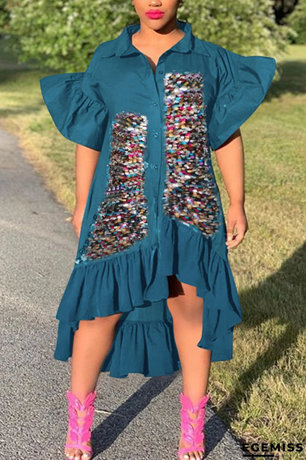 LakeBlue Fashion Sexy Printed Loose Dress | EGEMISS