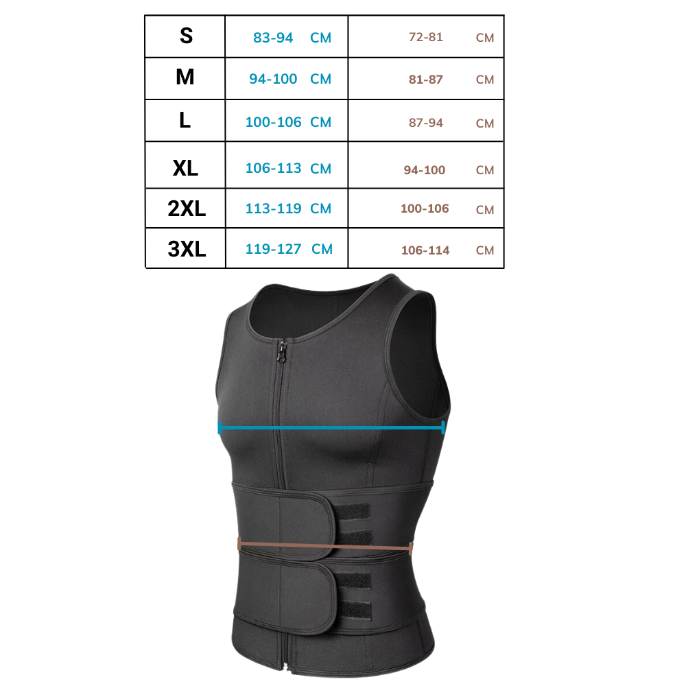 Men’s Sauna Waist Trainer - Dimensions - 