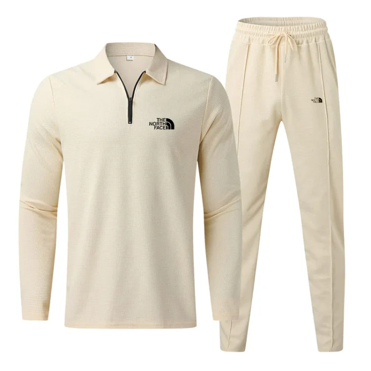 Men's Casual V Neck Shirt Long Sleeve Pullover Sweatshirt Set