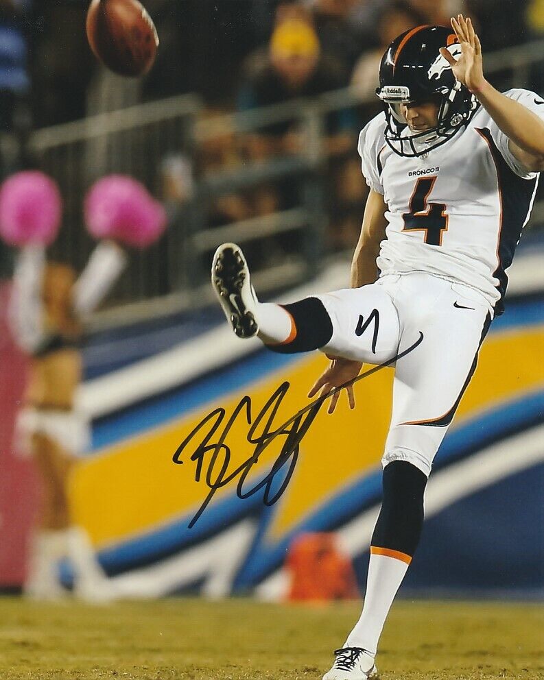 BRITTON COLQUITT SIGNED DENVER BRONCOS KICKER 8x10 Photo Poster painting #1 NFL EXACT PROOF