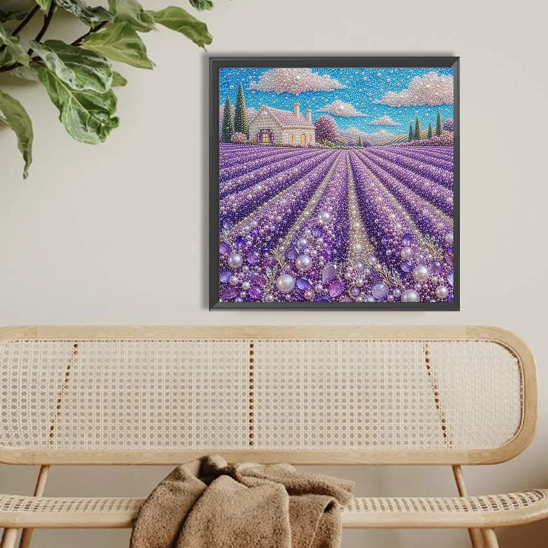 Lavender Pearl Full DIY 5D Round Drill Gem Art Diamond Painting Kits 15.75x15.75 in Diamond Dots Paintings Picture Arts Craft Diamond Art Kits for Adults Beginner Home Wall Decor