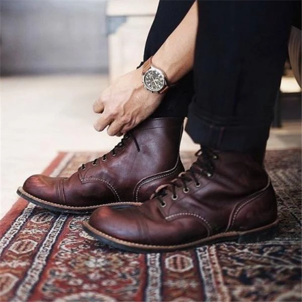 Men Vintage Genuine Leather Ankle Boots | EGEMISS