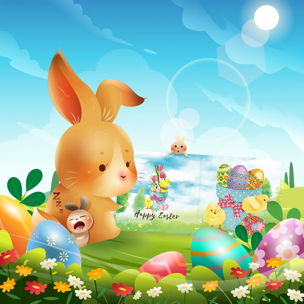 8pcs DIY Diamond Painting Greeting Cards Easter Mosaic Postcards