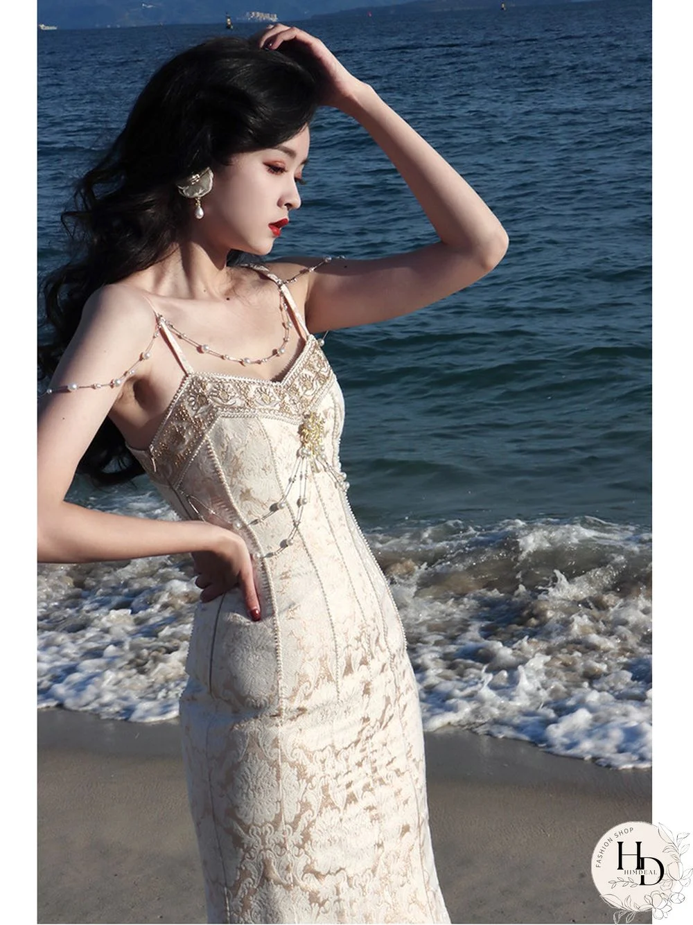 High Quality Gorgeous Evening Dresses For Women Court Style Retro Fishtail Prom Spaghetti Dress Vintage Fashion Summer Vestidos