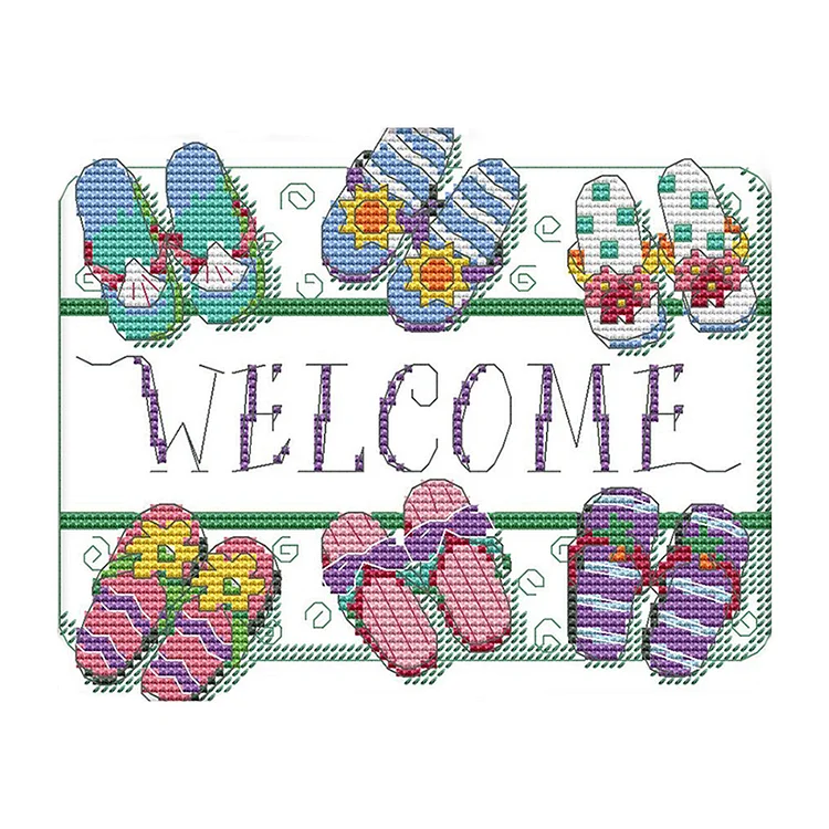 Welcome 14CT Printed Cross Stitch Kits (21*18CM) fgoby