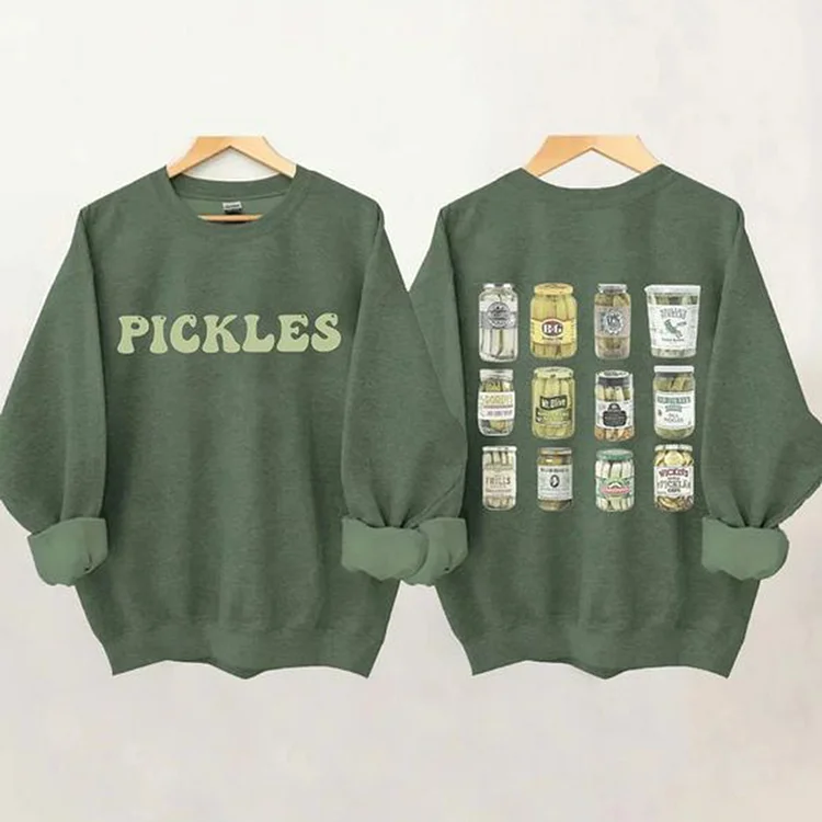 Vintage Canned Pickles Printed Sweatshirt socialshop