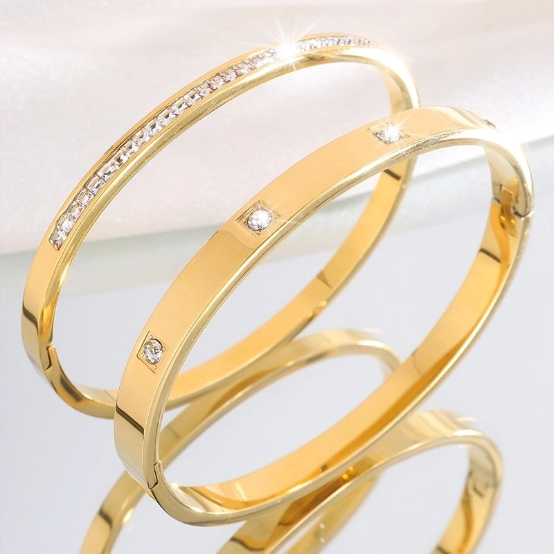 Elegant French Style Classic Style Solid Color 304 Stainless Steel Bangle In Bulk