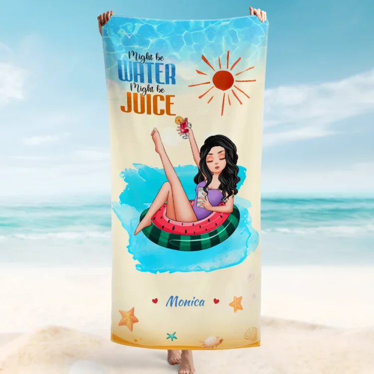 Custom Beach Towel -Might Be Water Might Be Tequila