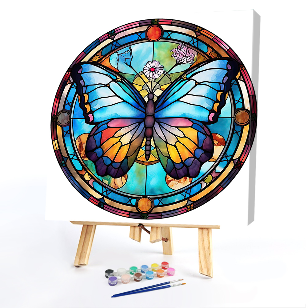 Butterfly Glass Painting Paint By Numbers Acrylic Painting 40*40CM