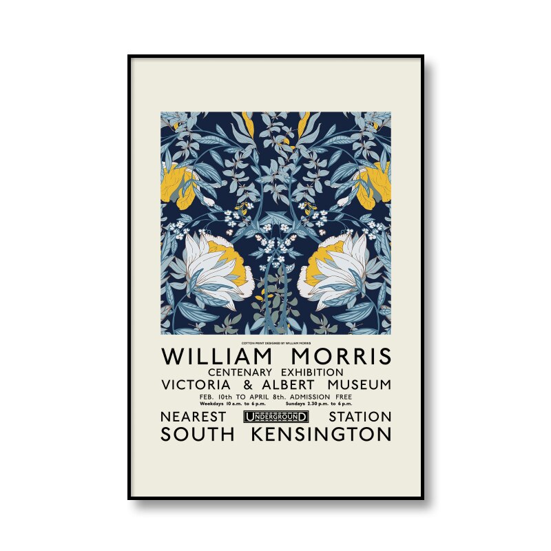 William Morris Canvas Print The Victoria and Albert Museum Exhibition Poster Vintage Floral Art Painting Wall Picture Home Decor
