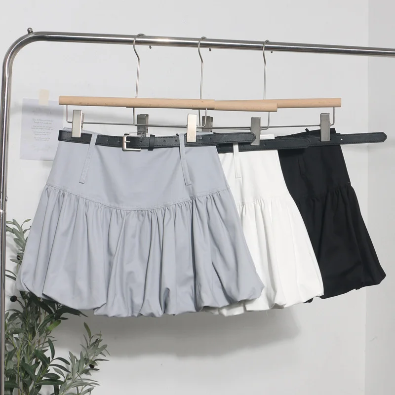 Nigikala Nigikala Shooting Flower Babe Half-Dress Woman 2025 Summer Korean Version Of High-Waisted Pony Skirt Casual A Short Skirt With Belt 8328