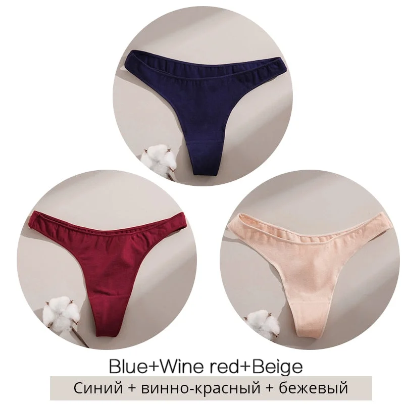 FINETOO Sexy Thongs Women Cotton T-back Underpants M-XL Ladies G-string Underwear Low Waist Female Thong Panties Lingerie 2021