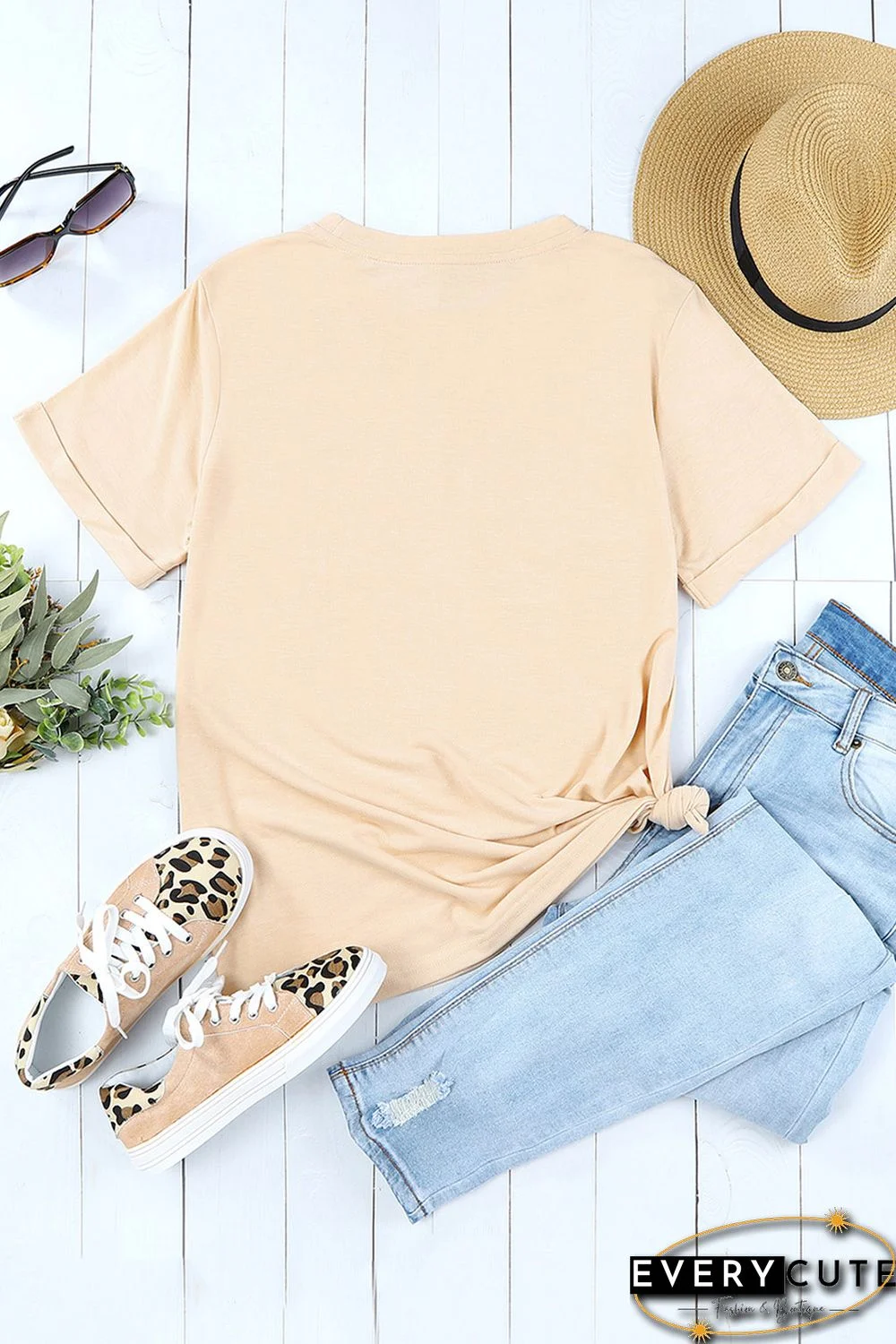 Khaki Valentines Multi Pattern Heart Print T Shirt