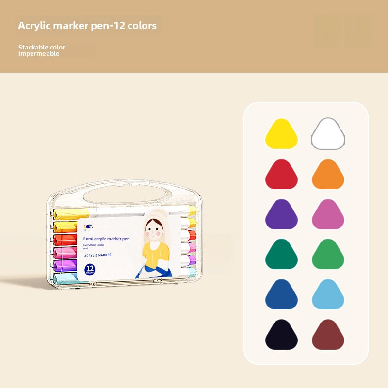 Enmi Acrylic Marker Pen For Children’s Painting Special Student Marker Pen Acrylic Water-based Opaque Color Stackable Color